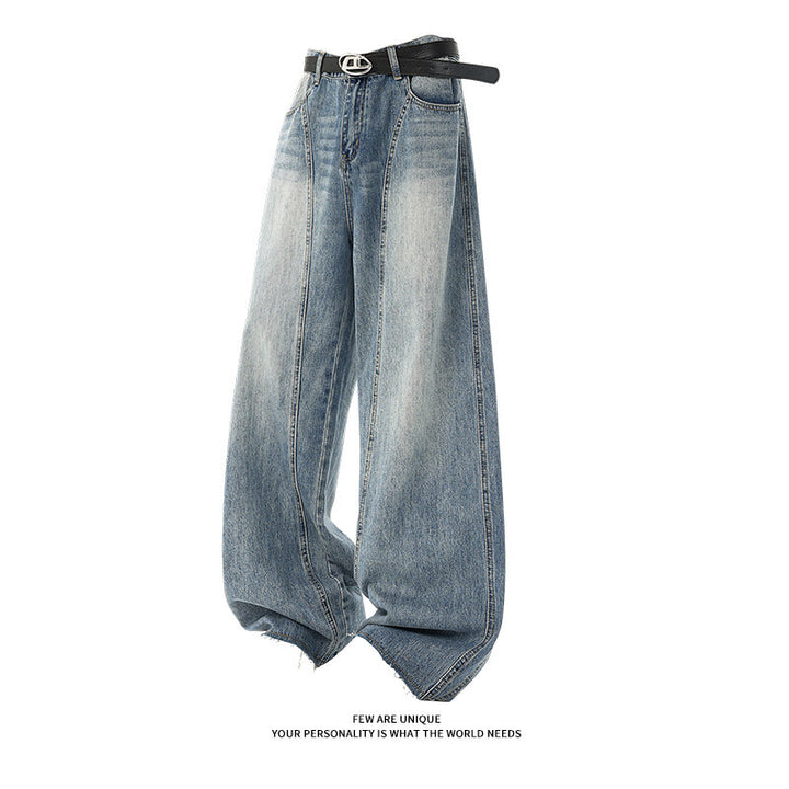 Ladies high-waisted wide jeans with integrated belt Lune London
