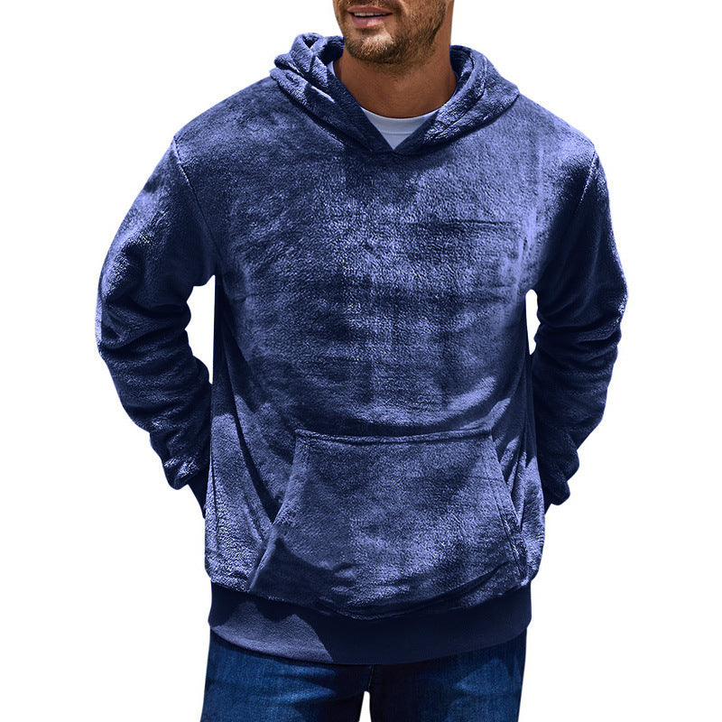 Men's cozy fleece hoodie with kangaroo pocket and hood Lune London