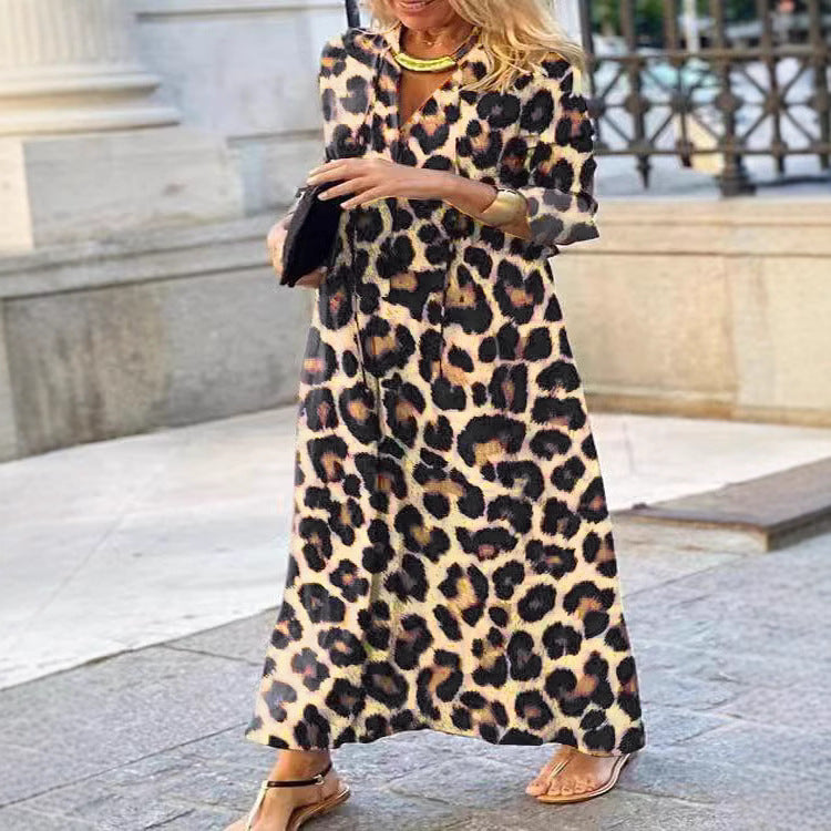 Ladies Chic Leopard Print Maxi Dress Lune London