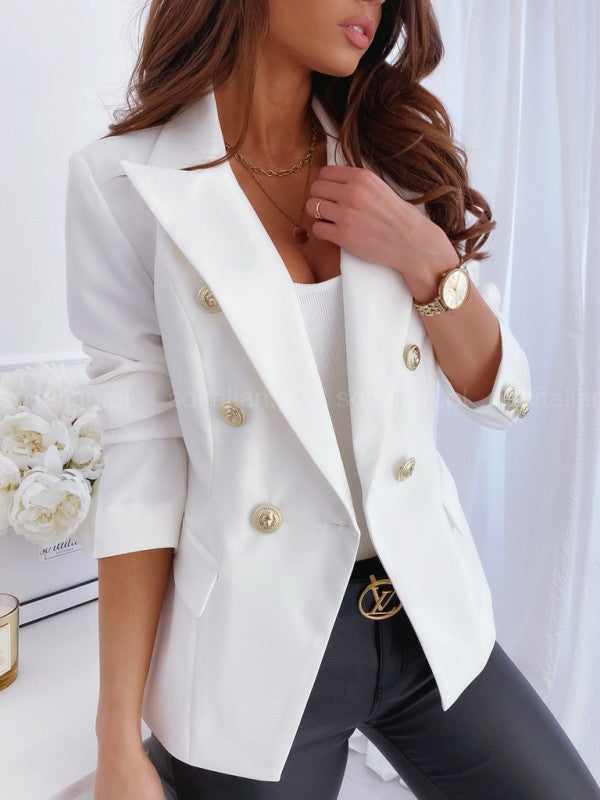 Ladies Elegant Blazer with Double Breasted Buttons and Gold Details Lune London