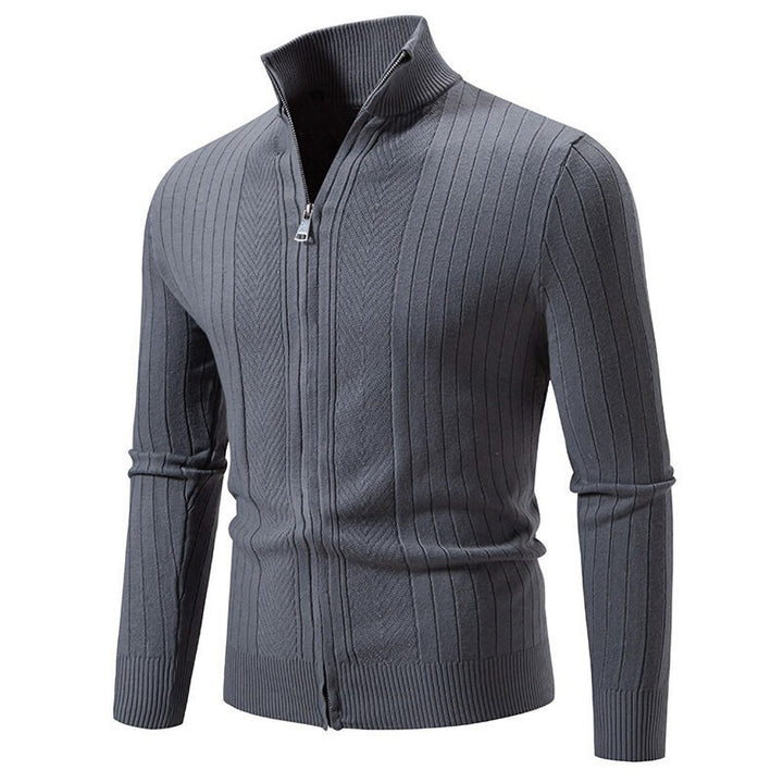 Men's knitted sweater with modern zipper and ribbed structure Lune London