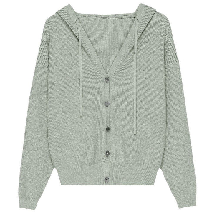 Women's knitted jacket with hood and button closure Lune London