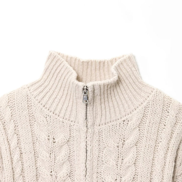 Ladies Cardigan with High Collar and Zipper Chic Und Stil