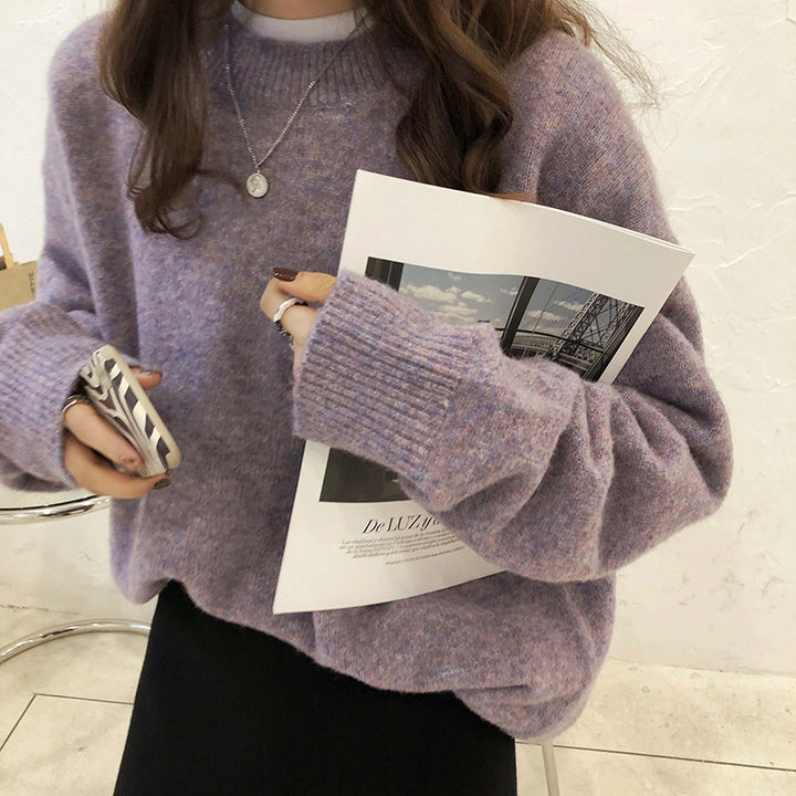 Ladies oversized knit pullover with wide fit and high edges Lune London