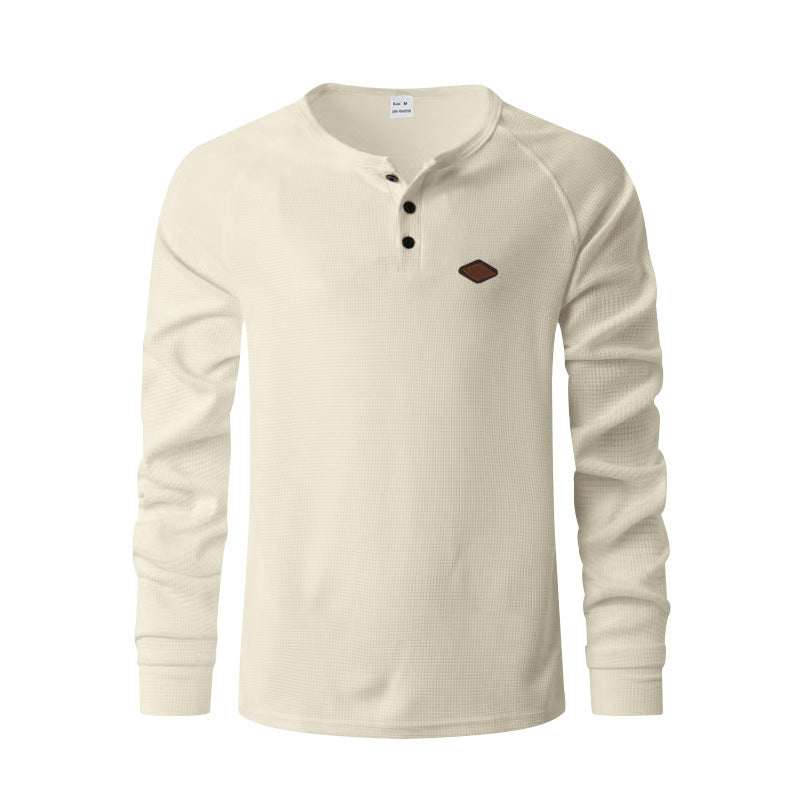 Men's long sleeve t-shirt with button placket and cotton blend Lune London