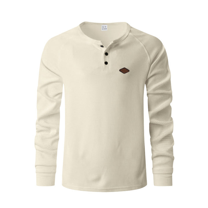 Men's long sleeve t-shirt with button placket and cotton blend Lune London