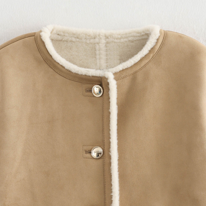 Teddy jacket for women with button details and two applied pockets Lune London
