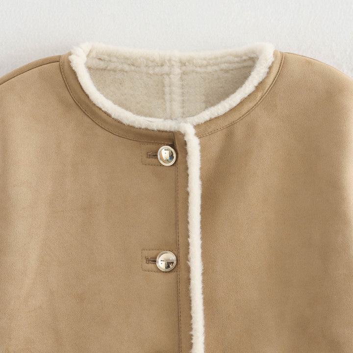 Teddy jacket for women with button details and two applied pockets Lune London