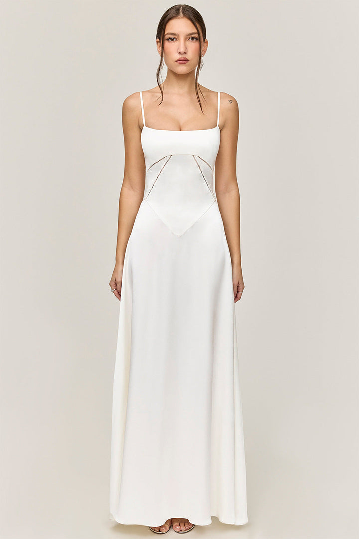 Lune London | Evening Dress Satin Shine Spaghetti Straps Backless Slim Fit Elegant Dress