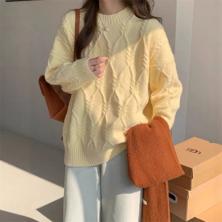 Pull en tricot pour femmes avec motif en cable et coupe décontractée Chic & Stil