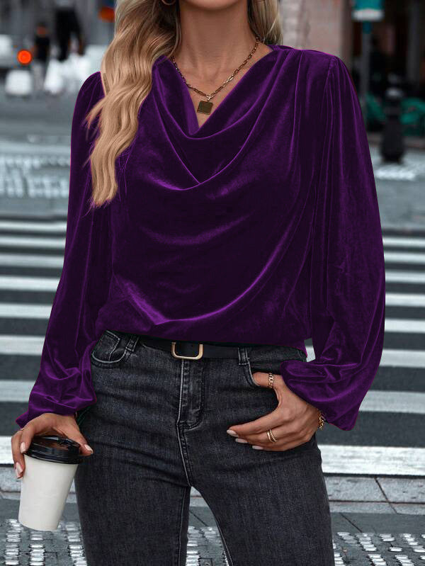 Ladies Elegant Viscose Blouse with Waterfall Neckline Lune London
