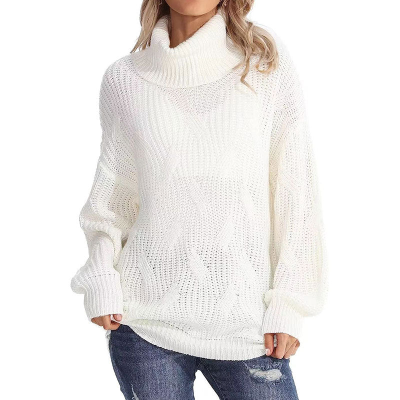 Pull en tricot pour femme avec col haut et look de point texturé Chic & Stil