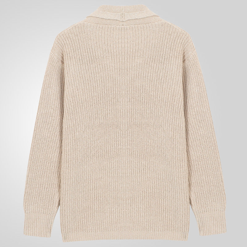 Men's knitted jacket with classic cable knit pattern and comfortable deep pockets Lune London