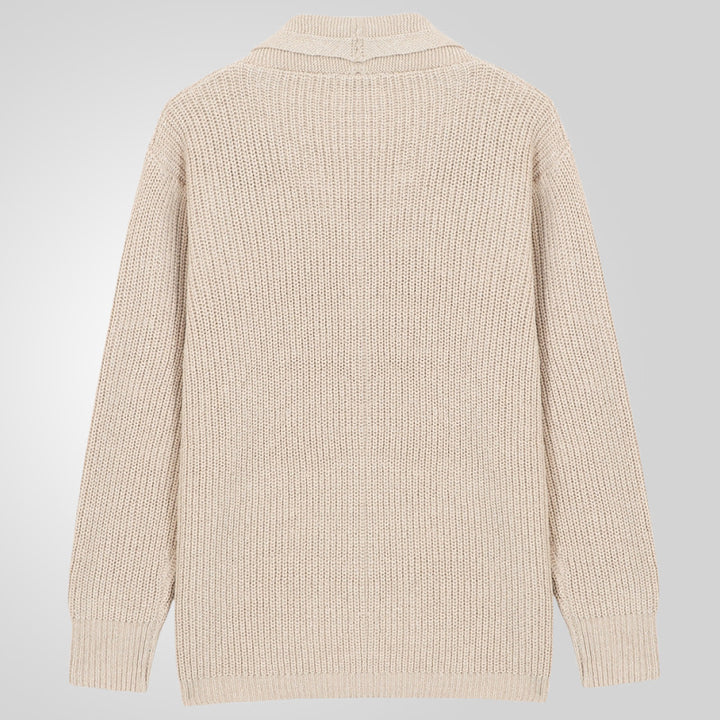 Men's knitted jacket with classic cable knit pattern and comfortable deep pockets Lune London
