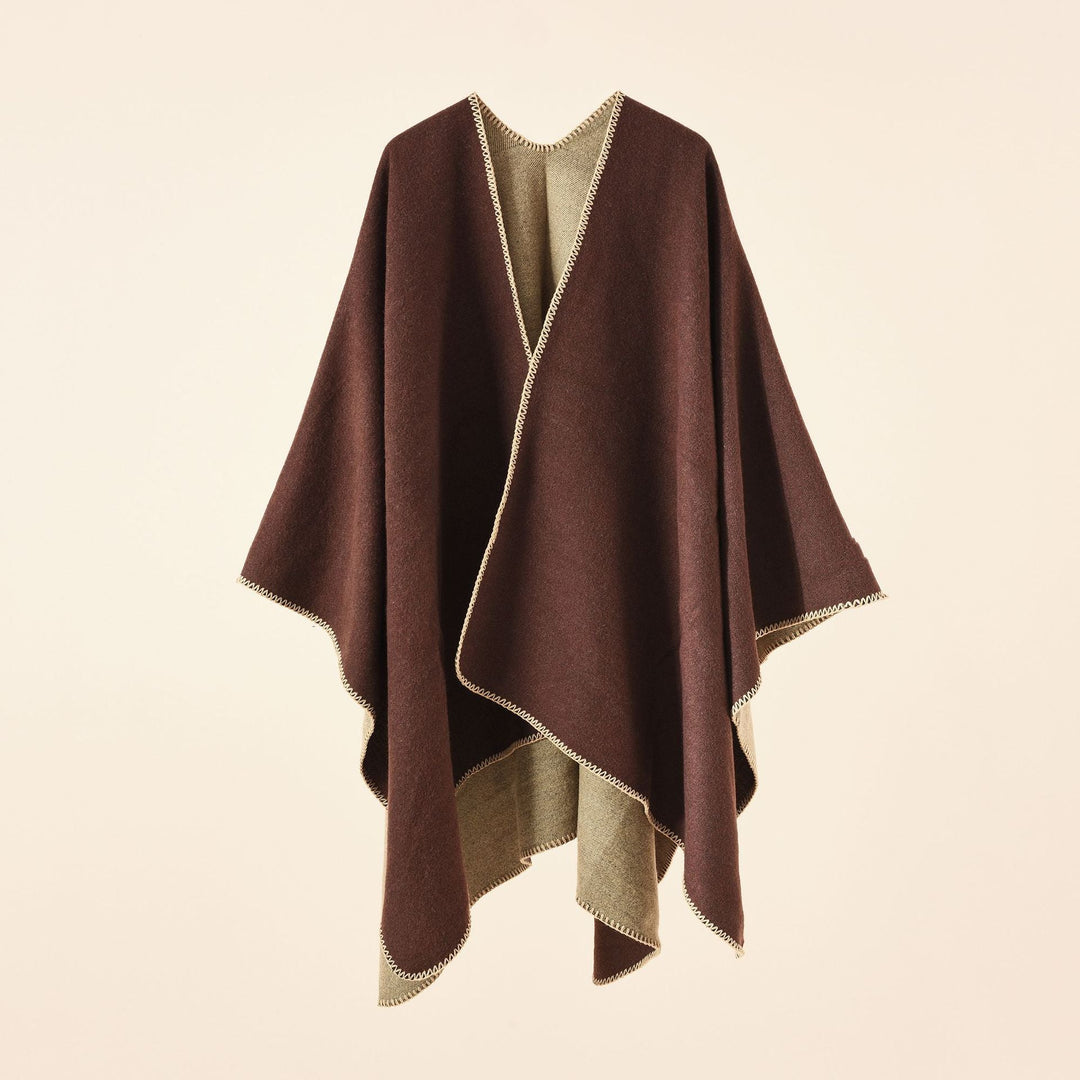 Women's Knit Poncho with Asymmetrical Cut and High Insulation Function Lune London