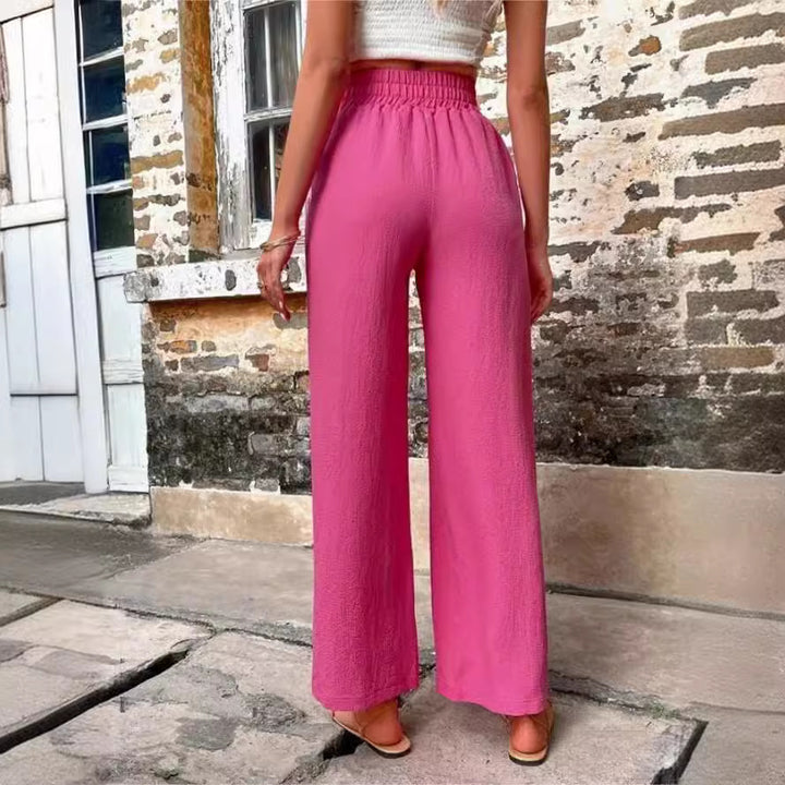Women Stylish Leisure Pants with Elastic Waistband and Side Pockets Lune London