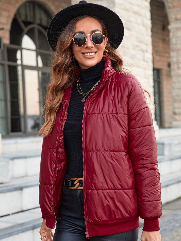Elegant women's quilted jacket with high collar and modern pockets Lune London