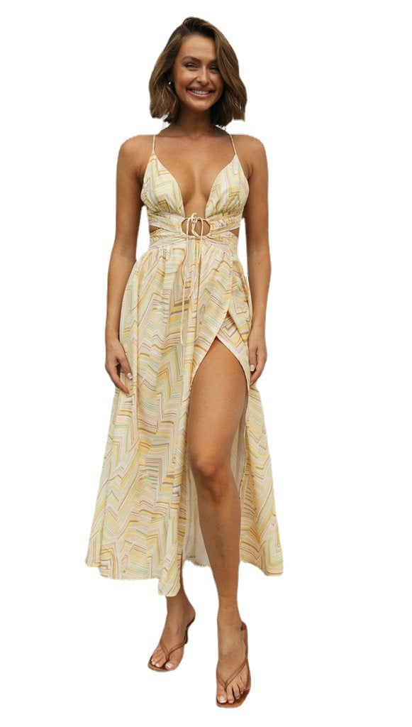 Robe maxi femme avec un détail de nœud complexe et une fente haute Chic & Stil