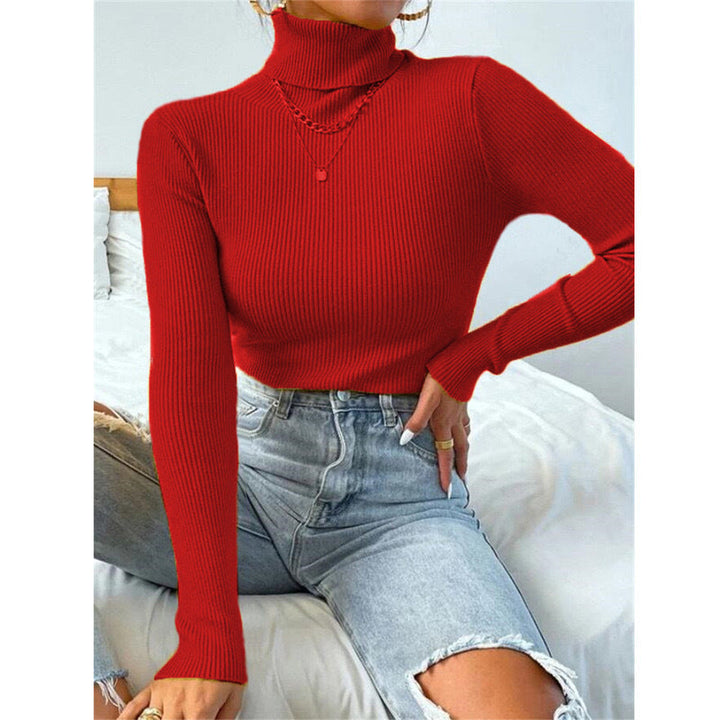 Women's Elegant Turtleneck Sweater with Fine Ribbed Texture Lune London