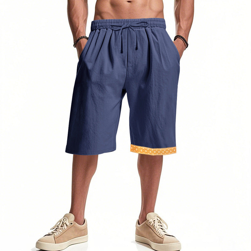 Casual beach shorts for men with elastic waist and decorative hem Lune London