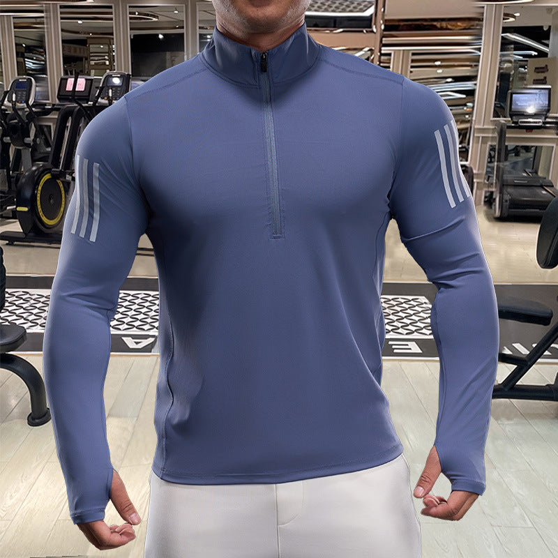 Men's Breathable Fitness Top with Short Zip Lune London
