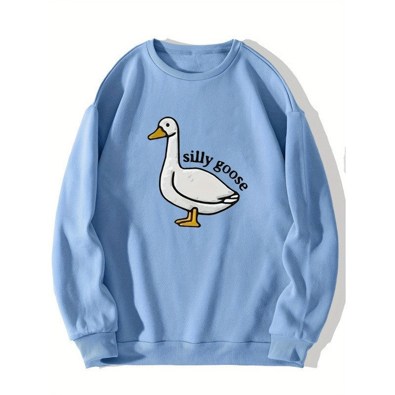 Sweatshirt pour femme avec motif de canard ludique et coupe décontractée Chic & Stil