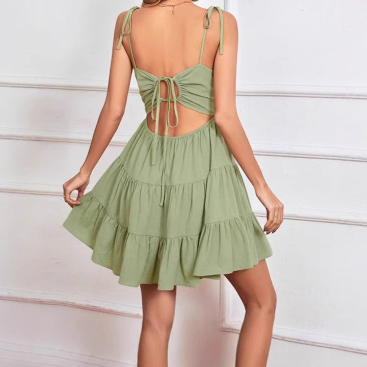 Mini dress for women with adjustable straps and gathered skirt Lune London