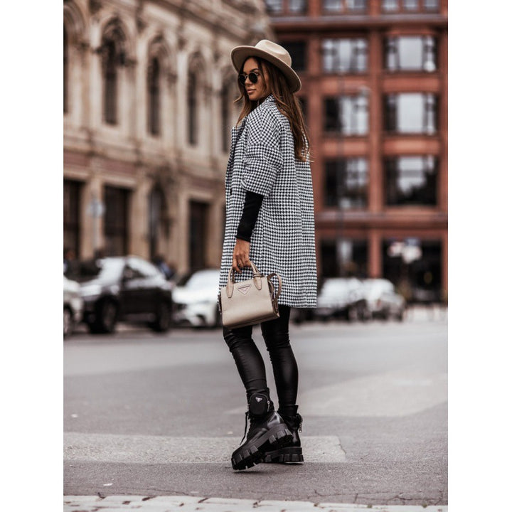 Ladies Oversized Check Coat Lune London