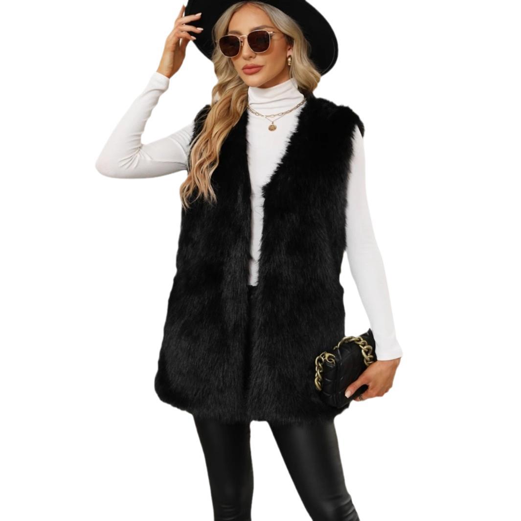 Ladies Long Cozy Jacket in Faux Fur Lune London