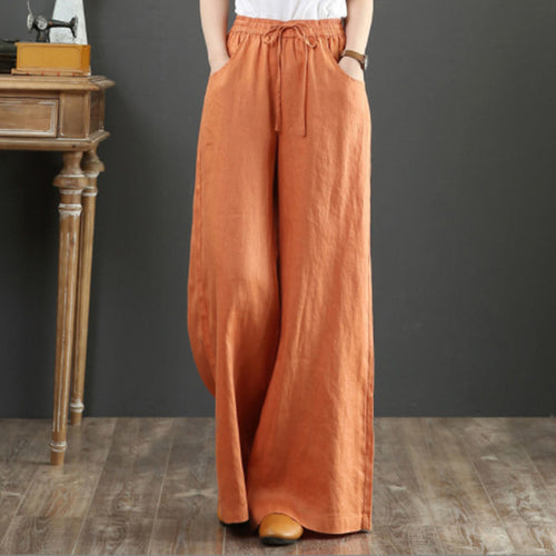 Women Wide Cut Linen Pants Chic & Stil