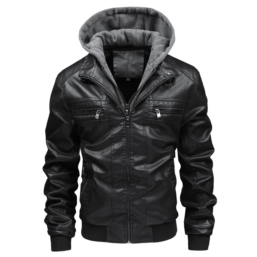 Men's leather jacket with removable hooded inner lining Lune London