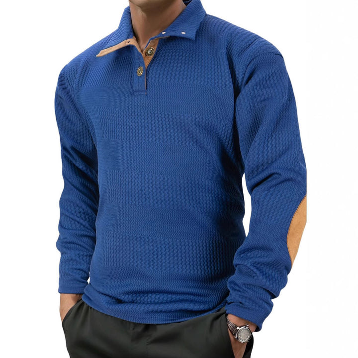 Men's structured long sleeve polo with high-quality contrasting elements Lune London