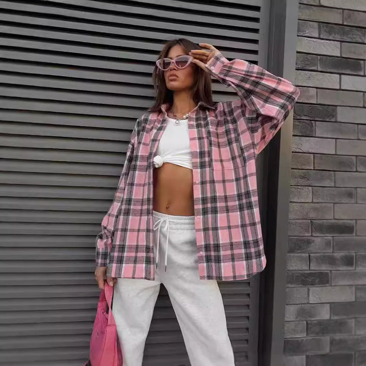 Casual checkered blouse for women Chic und Stil