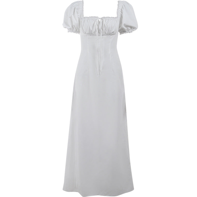Women's Maxi Dress with Puff Sleeves and Romantic Ruffle Detail Lune London