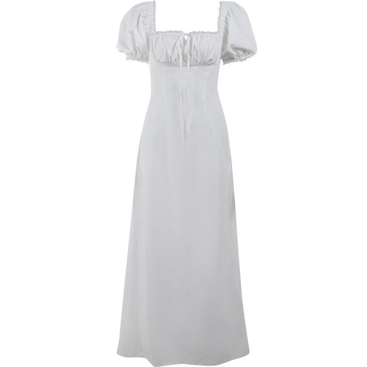 Women's Maxi Dress with Puff Sleeves and Romantic Ruffle Detail Lune London