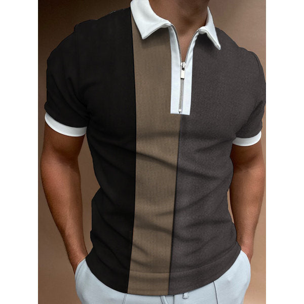Color-block zip polo shirt for men Lune London