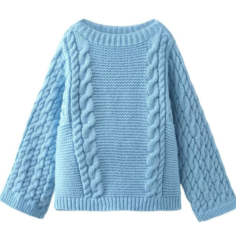 Knit sweater for women with a casual fit and braided design Lune London