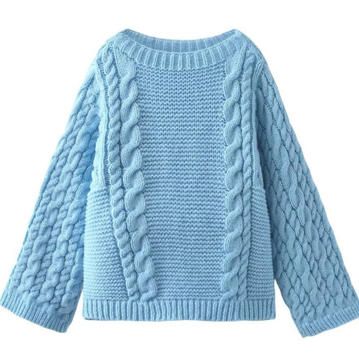 Knit sweater for women with a casual fit and braided design Lune London