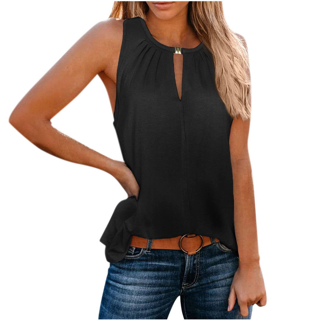 Elegant sleeveless dress for women with decorative neckline and pleats Lune London