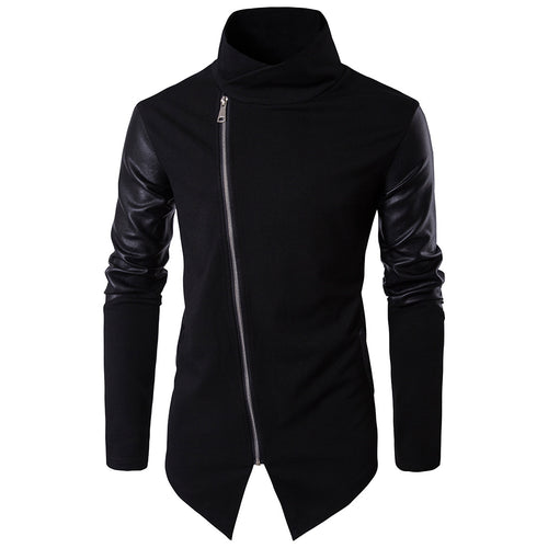 Trendy men's jacket with asymmetrical zipper and contrasting sleeves Lune London