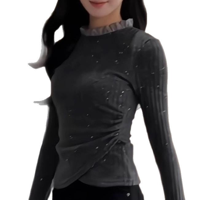 Pull fin à la mode pour femmes en tricot avec détails scintillants et ourlet froncé Chic & Stil