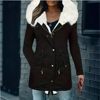 Ladies padded winter coat with removable hood Lune London