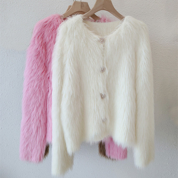 Femmes Cardigan Fluffy avec Détails de Bouton Élégants Chic & Stil