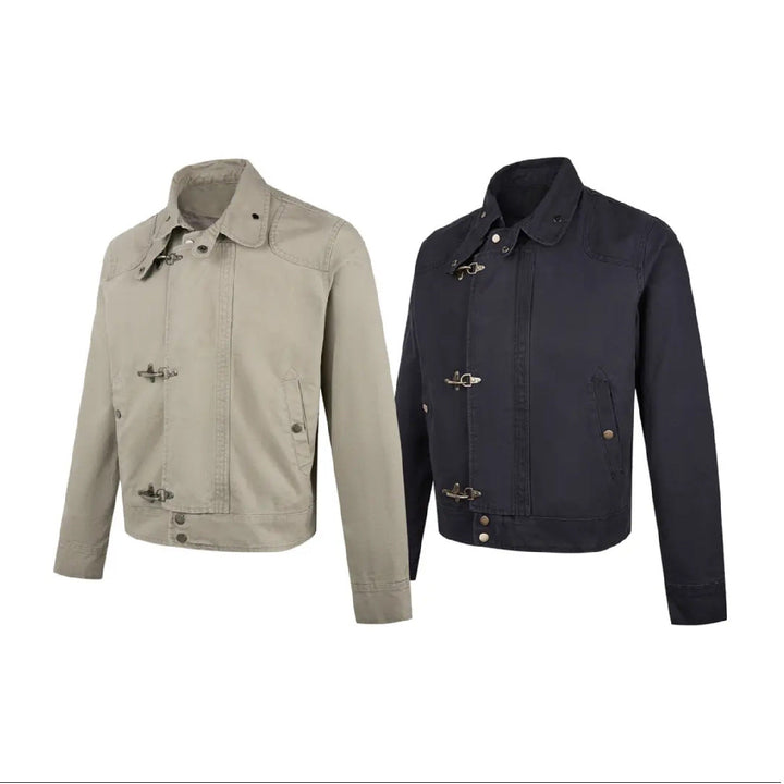 Men's Fashionable Short Jacket with Innovative Buckles and Practical High-Collar Lune London