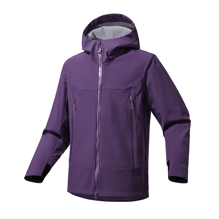 Functional jacket for men with enhanced breathability and an adjustable hood collar Lune London