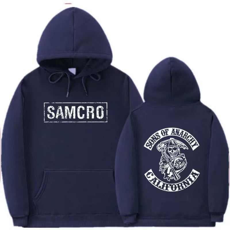 Women's hooded sweatshirt with artistic retro print and kangaroo pocket design Chic & Stil