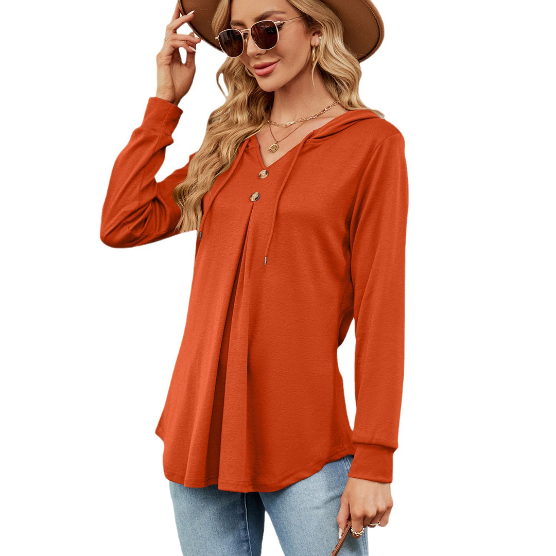 Ladies Viscose Hoodie with button placket and asymmetrical hem Lune London