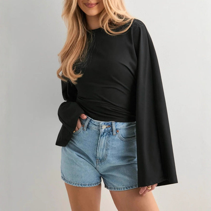 Chemise à manches longues cropped pour femme avec manches évasées larges Chic & Stil