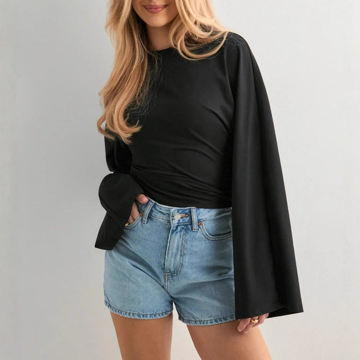 Chemise à manches longues cropped pour femme avec manches évasées larges Chic & Stil