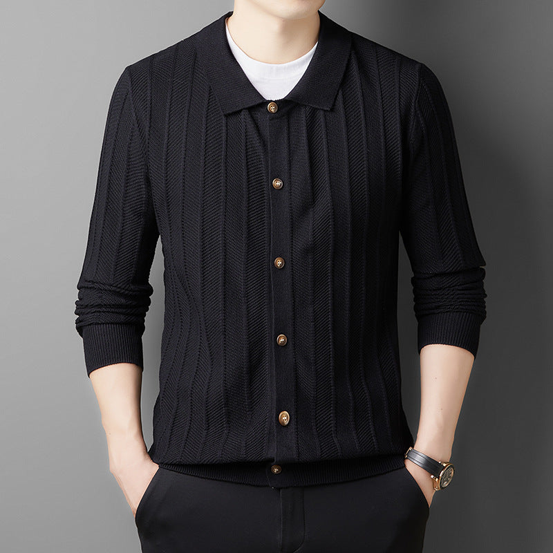 Men's knitted jacket with structured pattern and elegant buttons Lune London